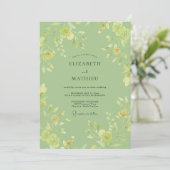 Salbeigrüne Whimsical-Botanical-Hochzeit Einladung (Stehend Vorderseite)