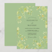Salbeigrüne Whimsical-Botanical-Hochzeit Einladung (Vorne/Hinten)