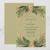 Salbeigrüne Whimsical Rustikale Hochzeit Einladung (Vorne/Hinten)