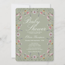 Salbeigrüne Wildblumen Boho-Baby-Party