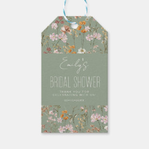 Salbeigrüne Wildblumen Boho Brautparty Dankeschön Geschenkanhänger