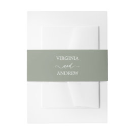 Salbeigrüne Wildblumen-Boho-Einladung Bauchbinde Einladungsbanderole