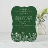 Salbeigrüne Wildblumen Boho-Hochzeit Einladung (Stehend Vorderseite)