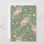 Salbeigrüne Wildblumen Boho Hochzeit Einladung (Rückseite)