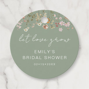 Salbeigrüne Wildblumen-Brautparty Lass Liebe wachs Geschenkanhänger