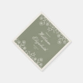 Salbeigrüne Wildblumen-Hochzeit Serviette (Ecke)