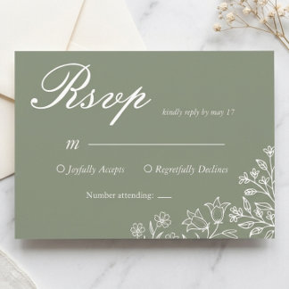 Salbeigrüne Wildblumen-Hochzeits-RSVP-Karte RSVP Karte