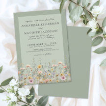 Salbeigrüne Wildblumen-Wasserfarben-Blumenhochzeit