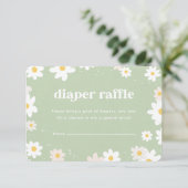 Salbeigrüne Windel-Raffle-Gänseblümchen Begleitkarte (Stehend Vorderseite)