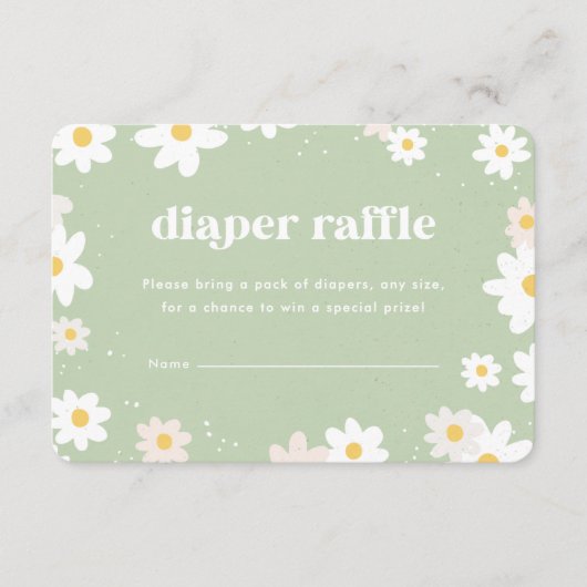 Salbeigrüne Windel-Raffle-Gänseblümchen Begleitkarte (Vorderseite)