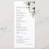 Salbeigrüne Winter-Blumen-Tannen-Hochzeitszeremoni Programm (Rückseite)