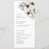 Salbeigrüne Winter-Blumen-Tannen-Hochzeitszeremoni Programm (Vorderseite)
