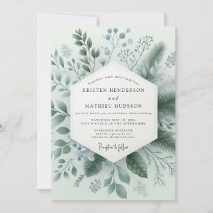 Salbeigrüne Winterliche Botanische Hochzeit Einladung