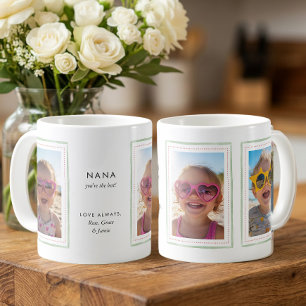 Salbeigrüner Bandrahmen Editable Nana 3 Fotos Kaffeetasse
