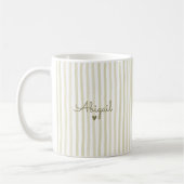Salbeigrüner benutzerdefinierter Namensgestreifter Kaffeetasse (Links)