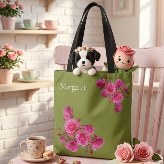 Salbeigrüner Blumen-Boohoo-Kunststil-Tasche Tasche