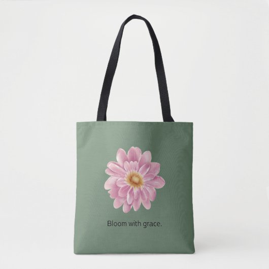 Salbeigrüner Blumen-Tote Tasche (Vorderseite)