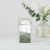Salbeigrüner Boho-Bogen-Logo-Make-up-Frisörsalon Terminkarte (Stehend Vorderseite)