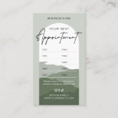 Salbeigrüner Boho-Bogen-Logo-Make-up-Frisörsalon Terminkarte (Vorderseite)