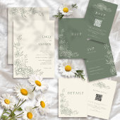 Salbeigrüner Botanischer Gartendaisy-Hochzeit Einladung