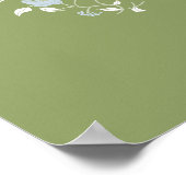 Salbeigrüner Chintz-Blumen-Eleganter Hochzeitsempf Poster (Ecke)