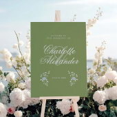 Salbeigrüner Chintz-Blumen-Eleganter Hochzeitsempf Poster