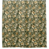 Salbeigrüner Duschvorhang Luxus Florales Design (Vorderseite)