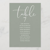 Salbeigrüner Eleganter Sitzplan Tischnummer (Rückseite)