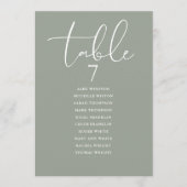 Salbeigrüner Eleganter Sitzplan Tischnummer (Vorderseite)