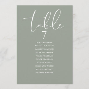 Salbeigrüner Eleganter Sitzplan Tischnummer