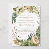 Salbeigrüner Eukalyptus-Blumen-Rustical-Hochzeit | Einladung (Vorderseite)