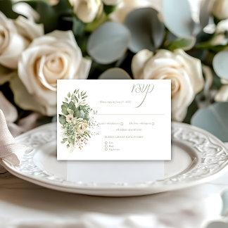 Salbeigrüner Eukalyptus Botanisch Floral Antwortka RSVP Karte