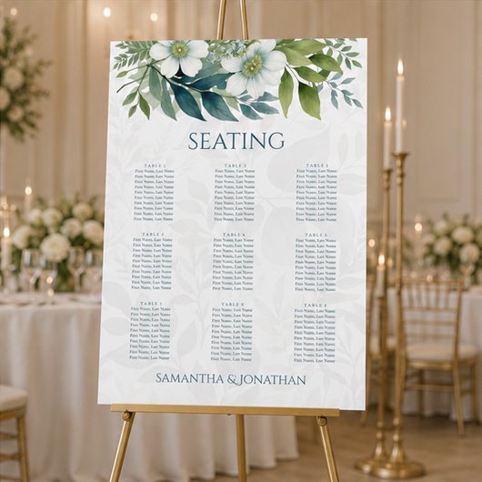 Salbeigrüner Eukalyptus-Hochzeitssitzplan-Poster Poster