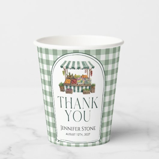 Salbeigrüner Fresh Off The Market-Brautjunggeselli Pappbecher (Vorderseite)