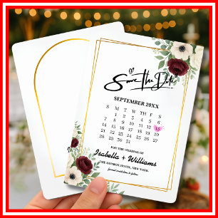 Salbeigrüner Geometrie-Kalender-Hochzeit - Termin Begleitkarte