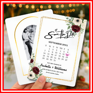 Salbeigrüner Geometrie-Kalender-Hochzeit - Termin Begleitkarte