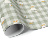 Salbeigrüner Gingham Büffel Karo Baby Shower Wäsch Geschenkpapier (Rolleneckpunkt)