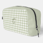 Salbeigrüner Gingham-Monogramm-Makeup-Beutel Waschbeutel (Rechte Ecke)