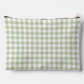 Salbeigrüner Gingham-Monogramm-Makeup-Beutel Zubehörtasche (Rückseite)