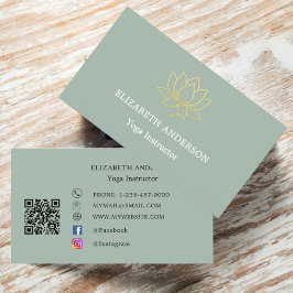 Salbeigrüner goldener Lotusblumen Yoga-Instructor Visitenkarte