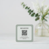 Salbeigrüner Hochzeitsregistrierungs-QR-Code Begleitkarte (Stehend Vorderseite)