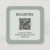 Salbeigrüner Hochzeitsregistrierungs-QR-Code Begleitkarte (Vorderseite)