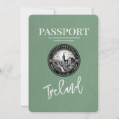 Salbeigrüner Irland Reisepass Save The Date (Vorderseite)