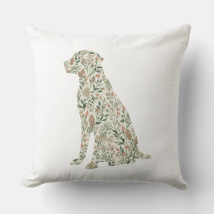 Salbeigrüner Labrador Retriever Wildblumen Cottage Kissen