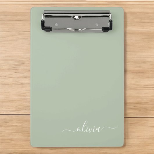 Salbeigrüner minimalistischer moderner Monogramm-E Mini Klemmbrett