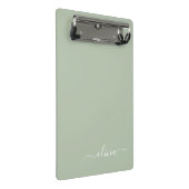 Salbeigrüner minimalistischer moderner Monogramm-E Mini Klemmbrett (Schrägansicht)