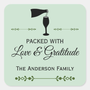Salbeigrüner "Mit Liebe Verpackt" Thanksgiving-Auf Quadratischer Aufkleber