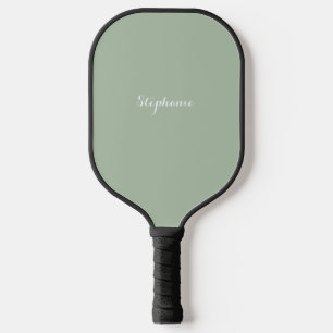 Salbeigrüner Name Moderne Elegante Monogramm Boho Pickleball Schläger