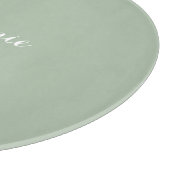 Salbeigrüner Name Moderne elegante Monogramm Boho Schneidebrett (Ecke)