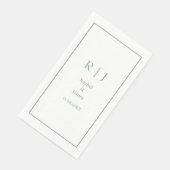 Salbeigrüner Name Monogramm Minimal Elegante Hochz Serviette (Ecke)